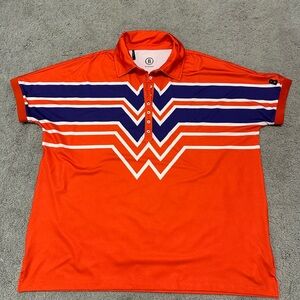 Bogner werena Orange Polo with Blue and White Stripes women’s XL golf